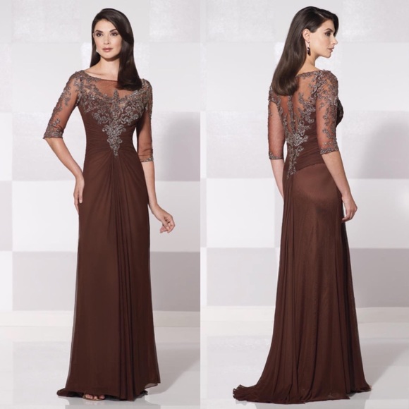 Cameron Blake pewter for Mon Cheri formal gown - Picture 2 of 6